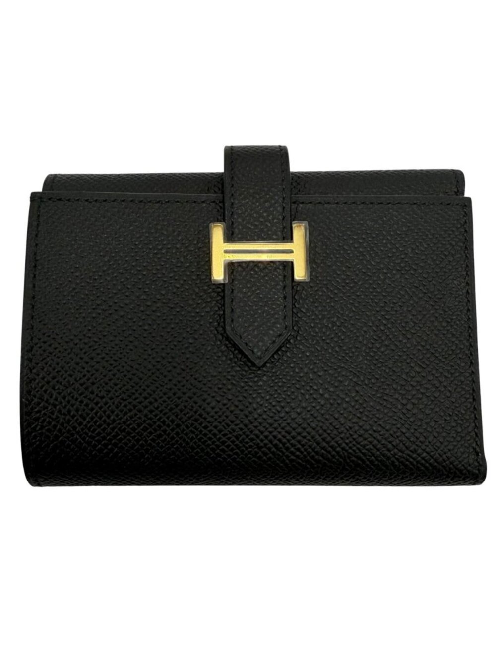 Hermes Bearn Combine Compact Wallet Veau Epsom Gold Trifold Black